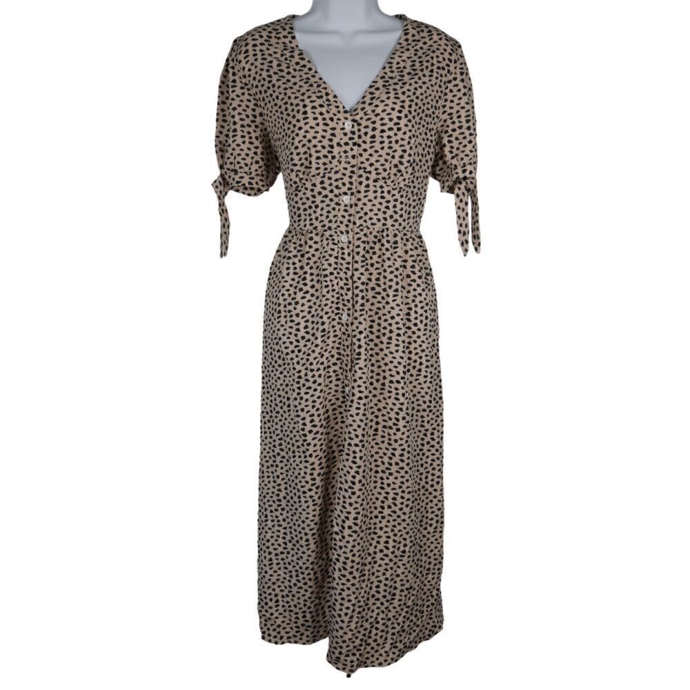 Romantic Hut Women's button-up V-neckโTie Cuff Midi DressโL